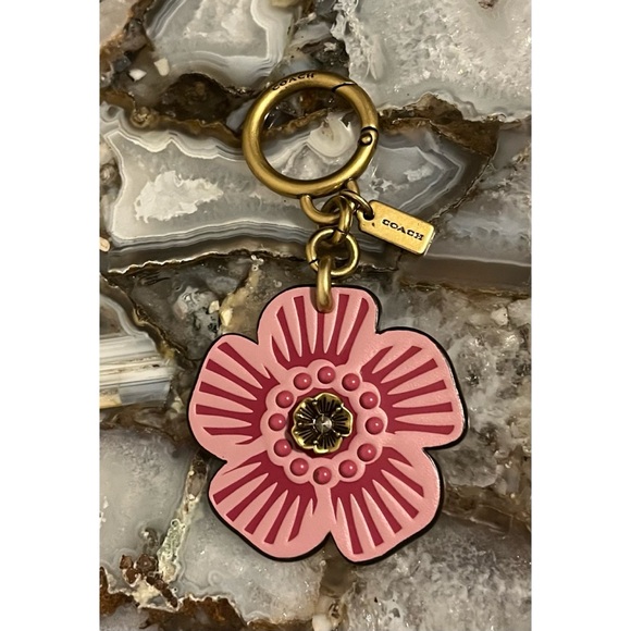 Coach Tea Rose Charm In Pink And Brass! - Picture 1 of 5